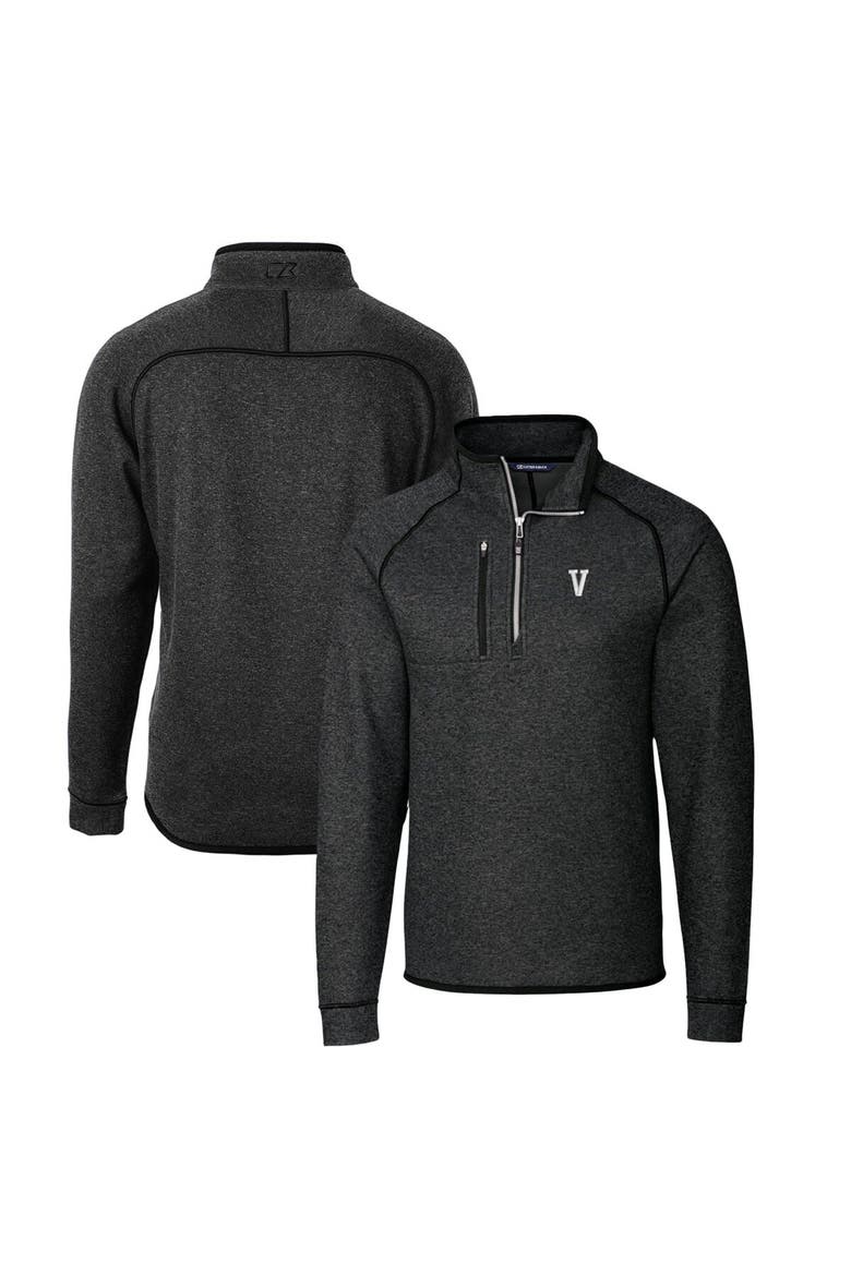 Men's Cutter & Buck Heather Charcoal Villanova Wildcats Mainsail Sweater-Knit Half-Zip Pullover Jacket, Main, color, Heather Charcoal