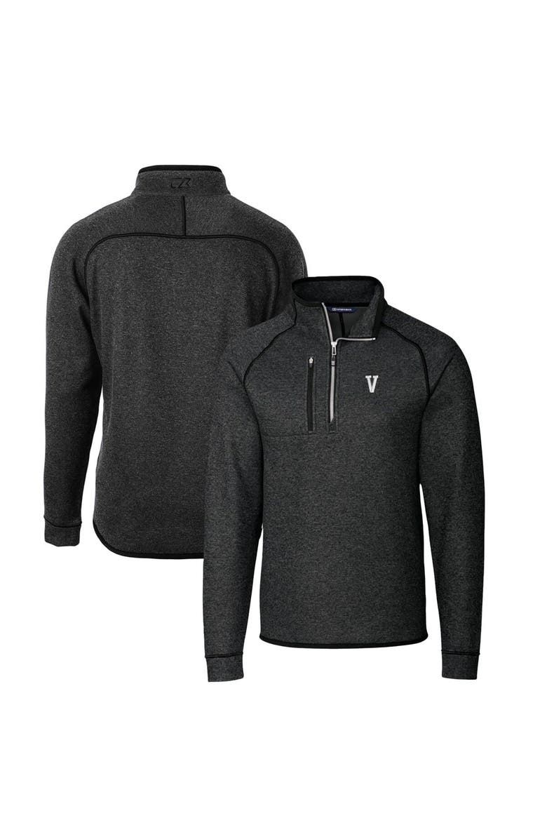 Cutter & Buck Men's Cutter & Buck Heather Charcoal Villanova Wildcats Mainsail Sweater-Knit Half-Zip Pullover Jacket, Main, color,