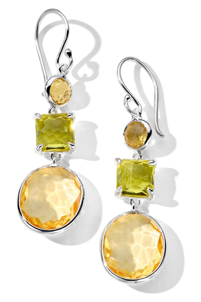 Rock Candy Citrine Drop Earrings, Main, color, SILVER