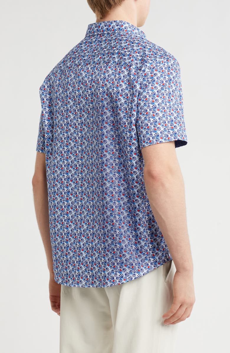 Johnston & Murphy Textured Short Sleeve Cotton Button-Down Shirt, Alternate, color,