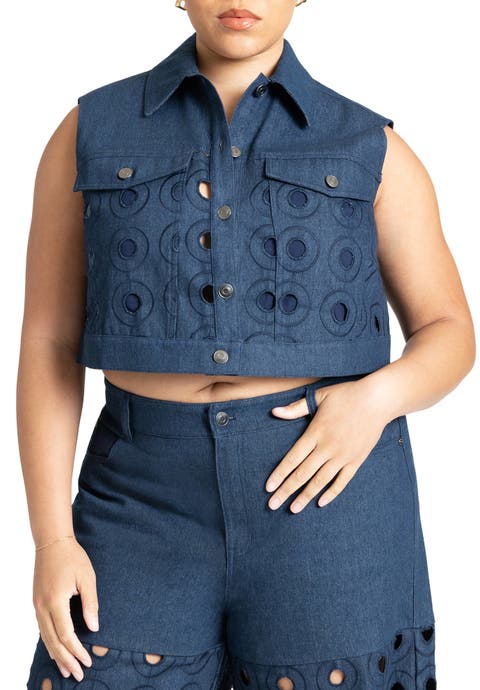 Circular Cutout Denim Vest (Plus Available)