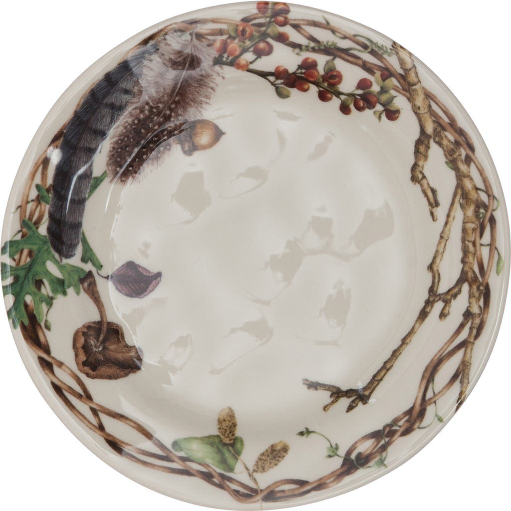Juliska Set Of 4 Forest Walk Ceramic Party Plates In Cafe Au Lait