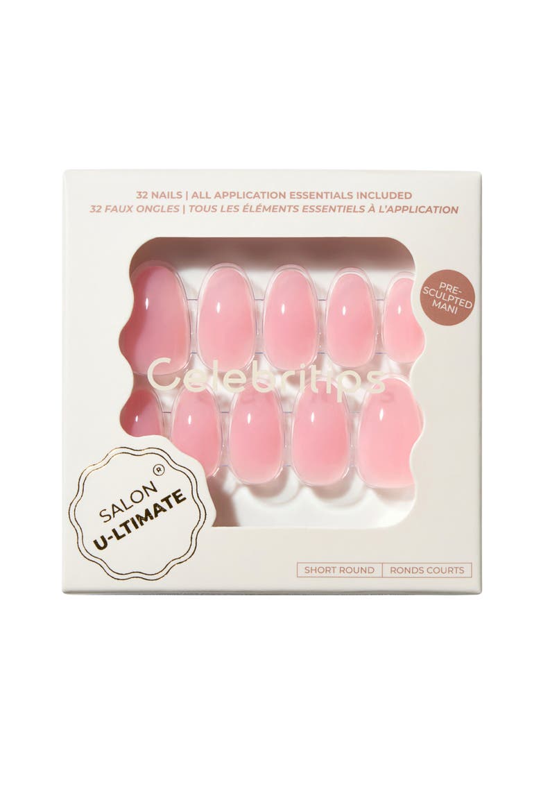 Salon U-ltimate Short Almond Press-On Nails, Main, color, GUAVA