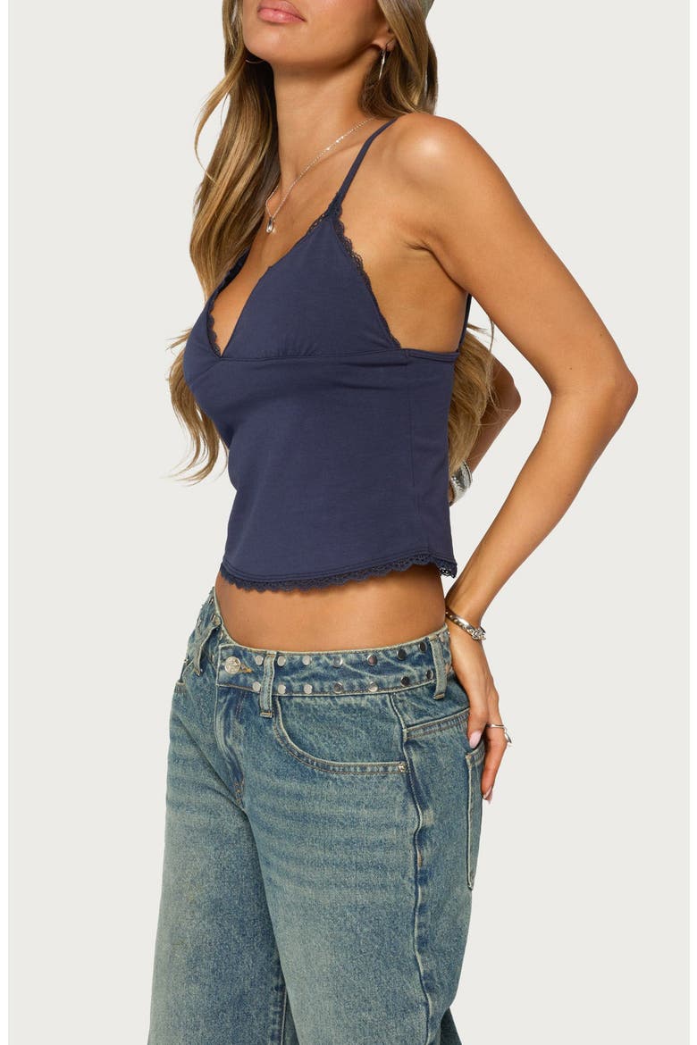 Lotto Lace Trim Camisole, Alternate, color, NAVY