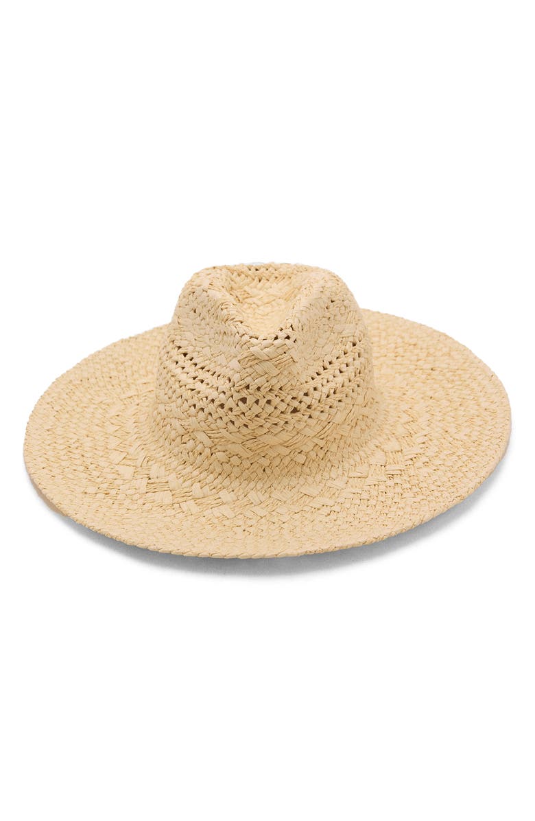 MANGO Openwork Wide Brim Straw Sun Hat, Alternate, color, Beige
