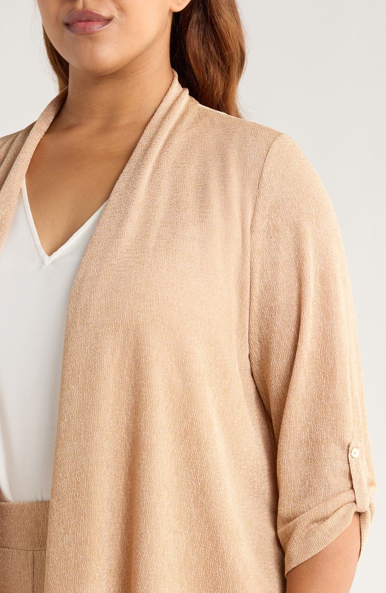 KASPER Cozy Three-Quarter Sleeve Cardigan, Alternate, color, Soft Sand