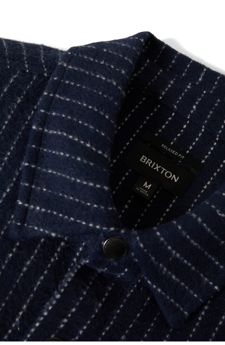 Brixton Selden Pinstripe Flannel Snap-Up Shirt Jacket, Alternate, color, Mood Indigo Blanket Stripe