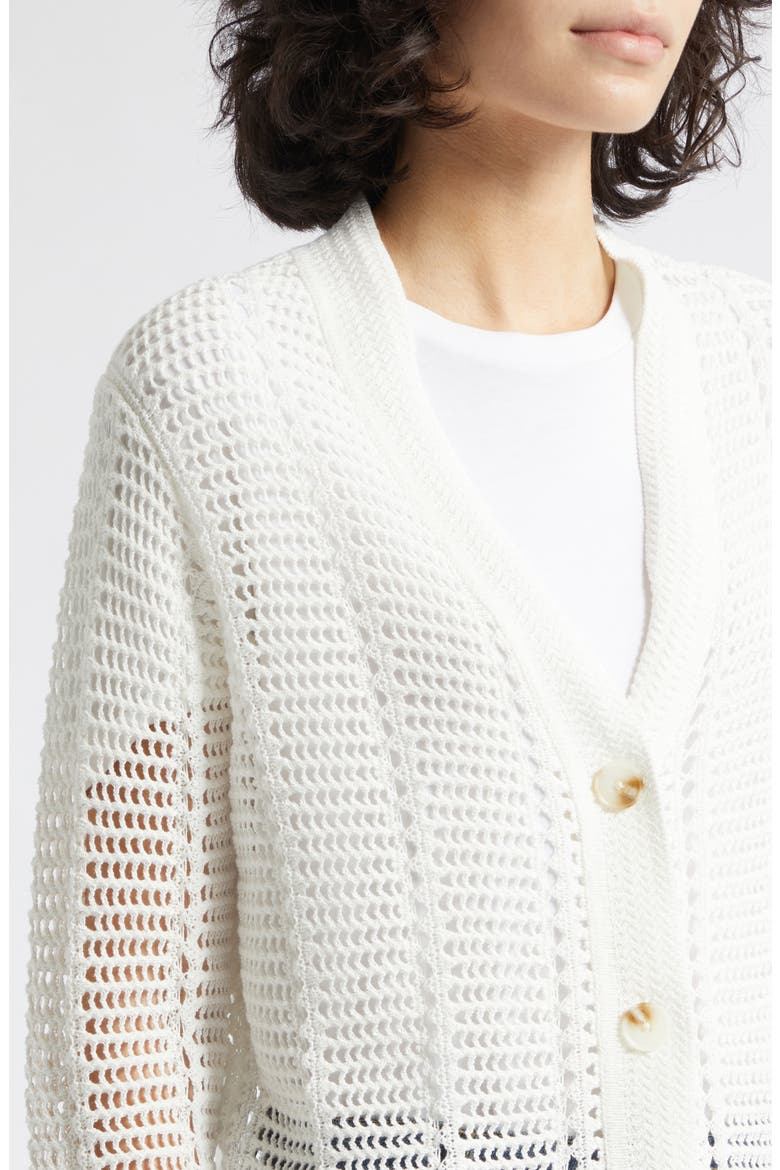 Star Open Stitch Cotton Blend Cardigan, Alternate, color, IVORY
