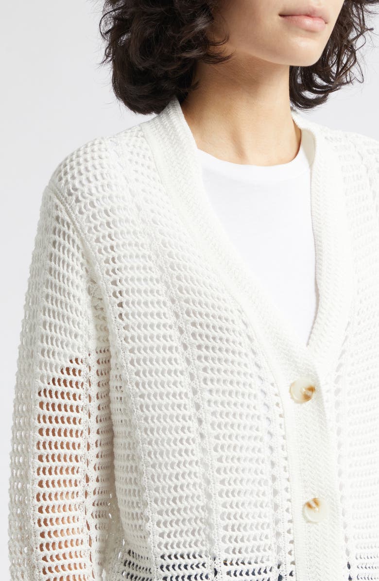 Reiss Star Open Stitch Cotton Blend Cardigan, Alternate, color, Ivory