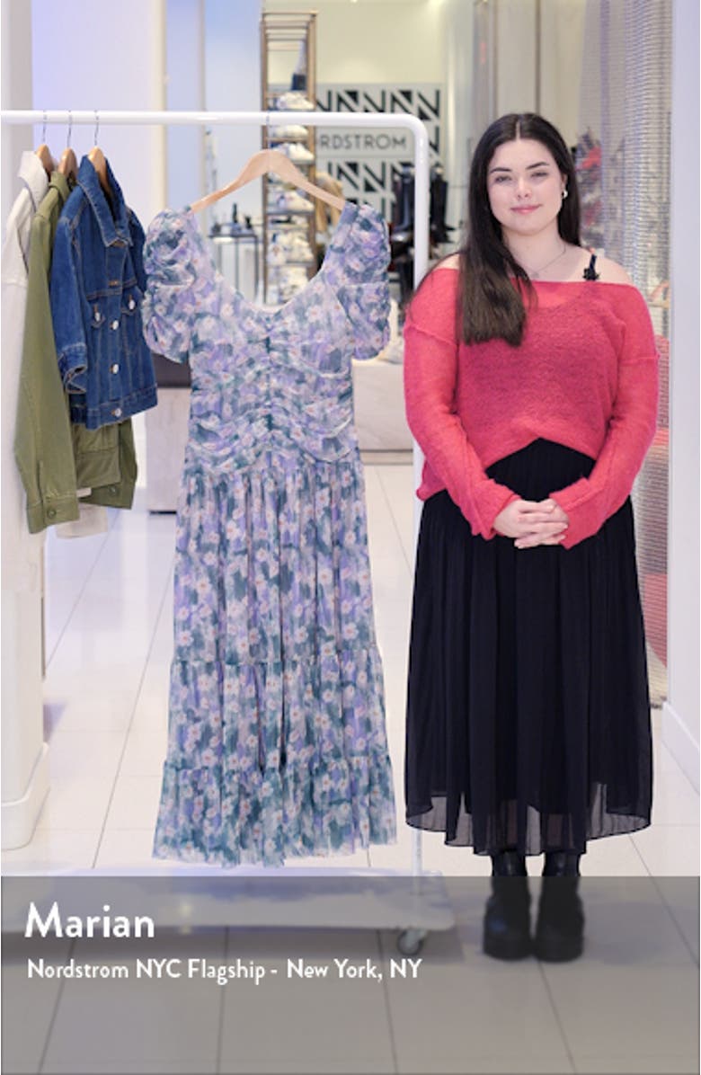 Floral Print Ruched Maxi Dress, sales video thumbnail