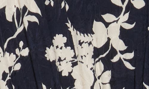 Shop Renee C Floral Collared Jacquard Dress In Navy