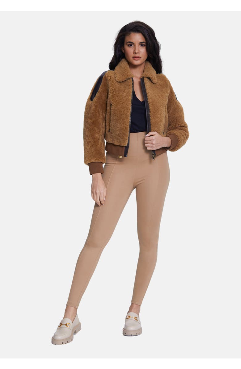 Furniq UK Selina Sheepskin Teddy Jacket, Alternate, color, Brown
