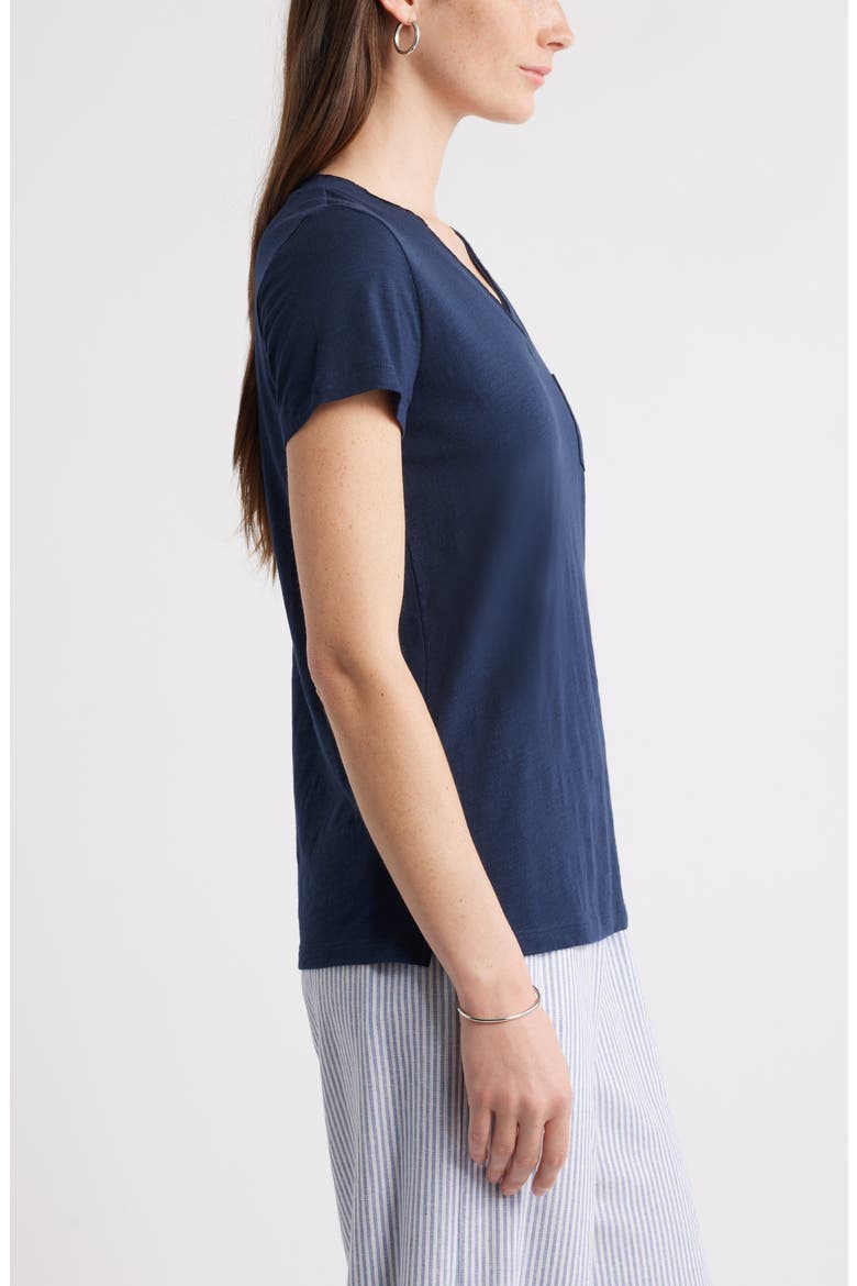 Cotton & Modal V-Neck T-Shirt, Alternate, color, NAVY BLAZER
