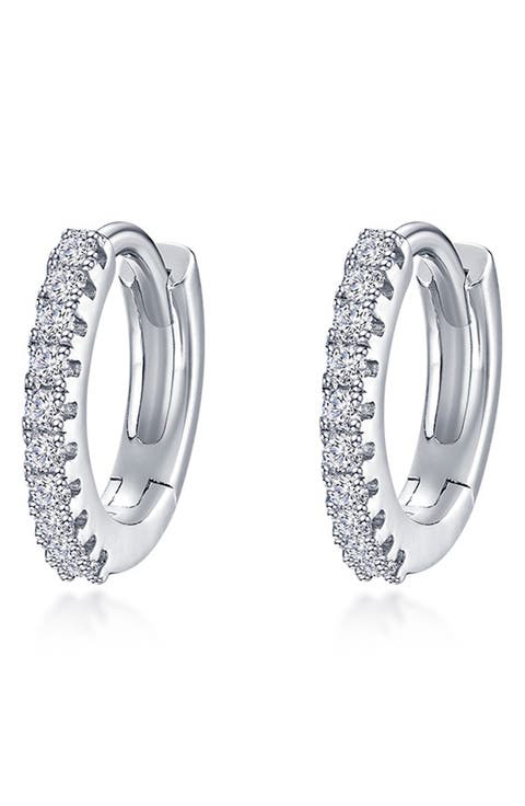 Pavé Simulated Diamond Huggie Hoop Earrings