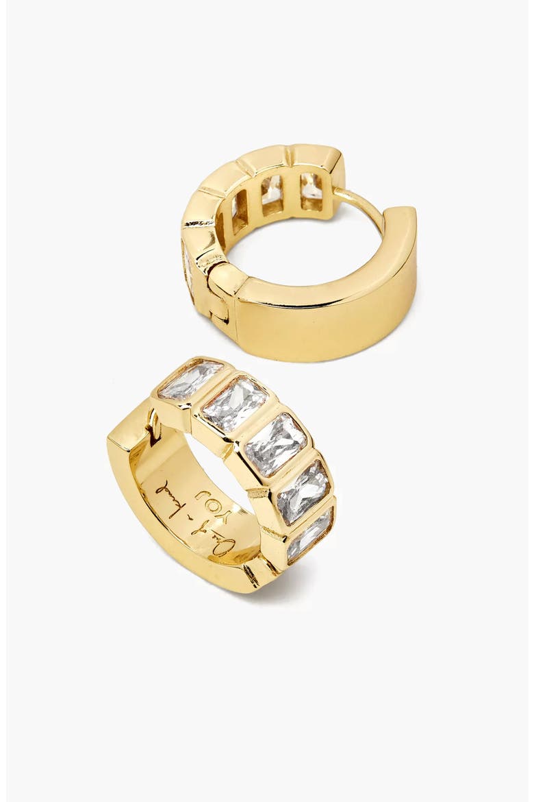 Kwarlo Mini Pave Hoop Earrings In Gold And Crystals, Alternate, color, Gold