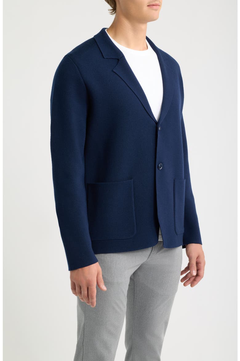 Navy Merino Wool Blend Sweater Knit Blazer, Alternate, color, NAVY IRIS
