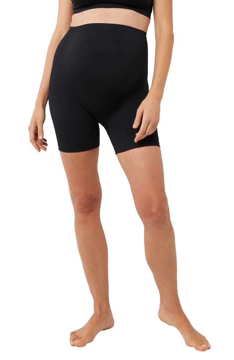 A PEA IN THE POD Brrr Seamless Maternity Biker Shorts, Main, color, Black