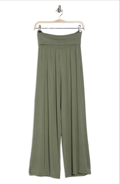 Renee C Folover Waist Jersey Pants In Green