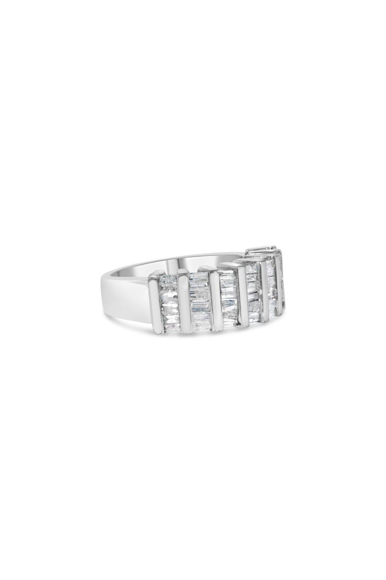 Silver 1.0 Ctw Baguette Cut Diamond Vertical Channel Fluted Multi-Row Ring, Alternate, color, Silver