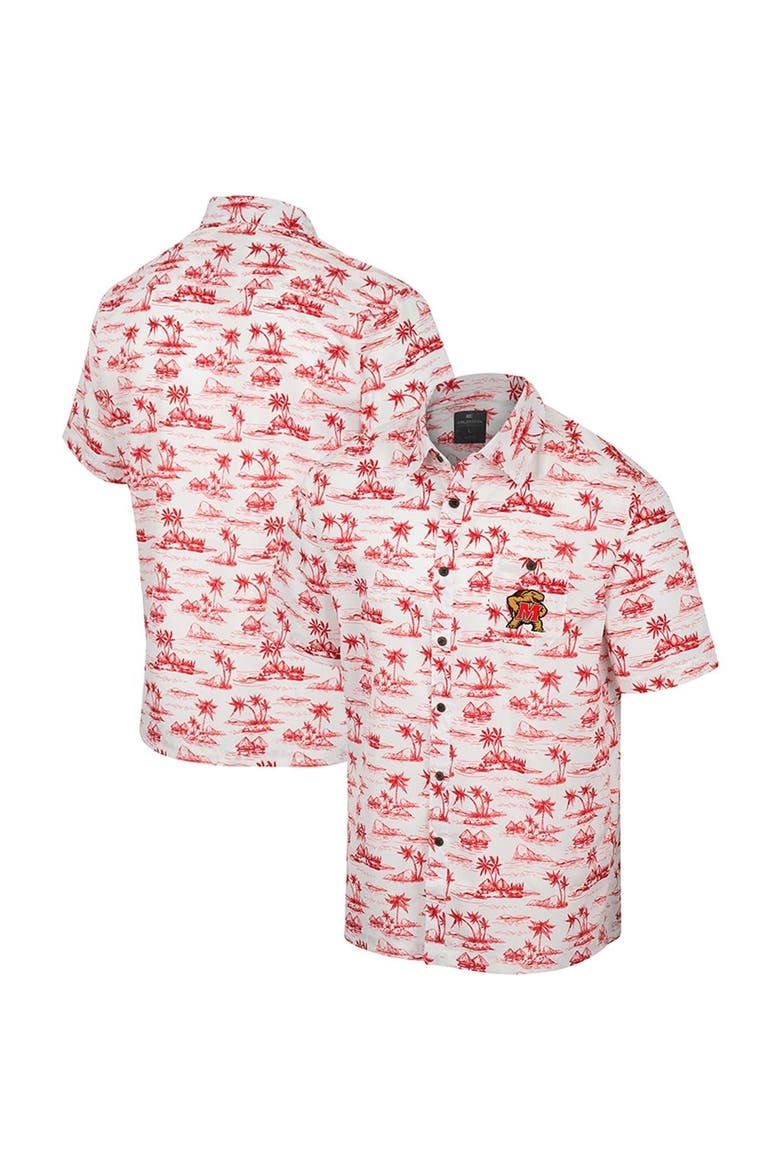 Men's Colosseum White Maryland Terrapins Spontaneous is Romantic Camp Button-Up Shirt, Main, color, White