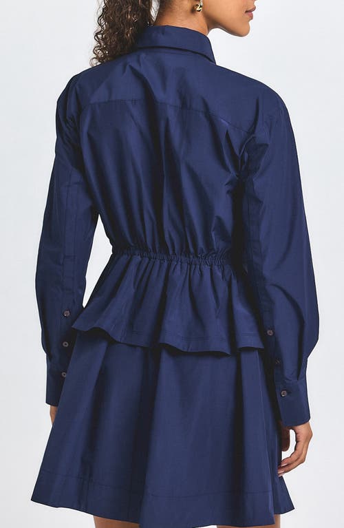 Derek Lam 10 Crosby Azure Woven Peplum Shirt In Blue