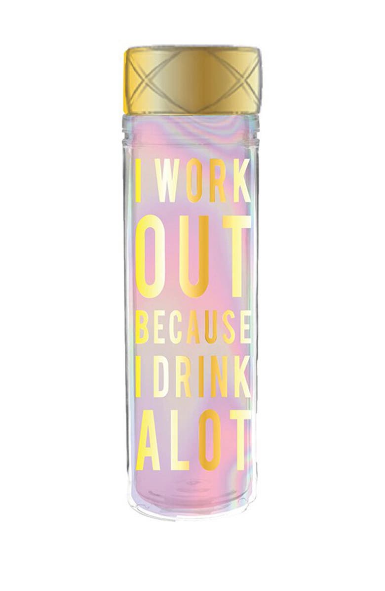 Slant Collections I Work Out Reusable Water Bottle, Main, color,