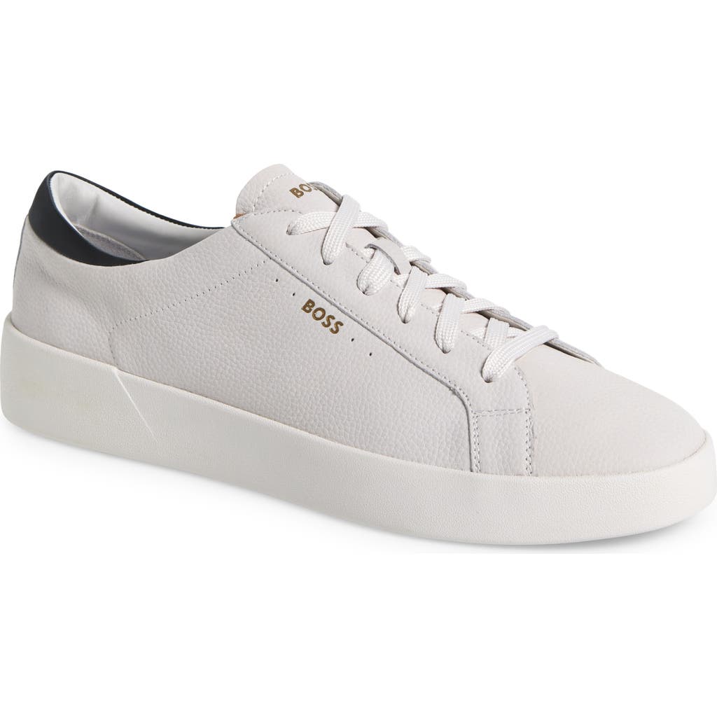 Hugo Boss Boss Belwar Low Top Pebbled Leather Sneaker In Multi