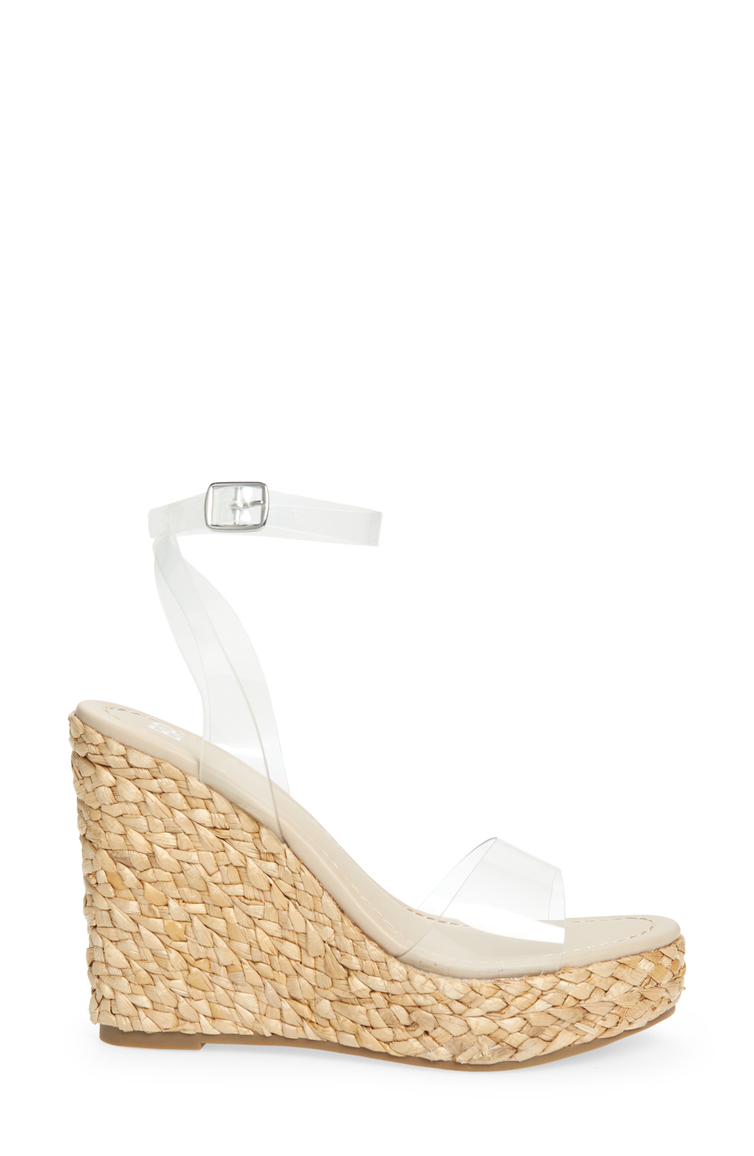 Ginny Espadrille Ankle Strap Wedge Sandal, Alternate, color, CLEAR