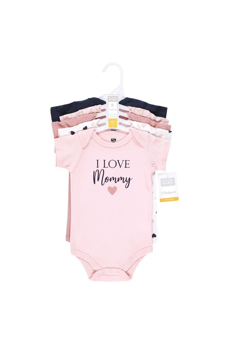 Cotton Bodysuits 5-Pack, Alternate, color, Girl Mommy Pink Navy 5Pk