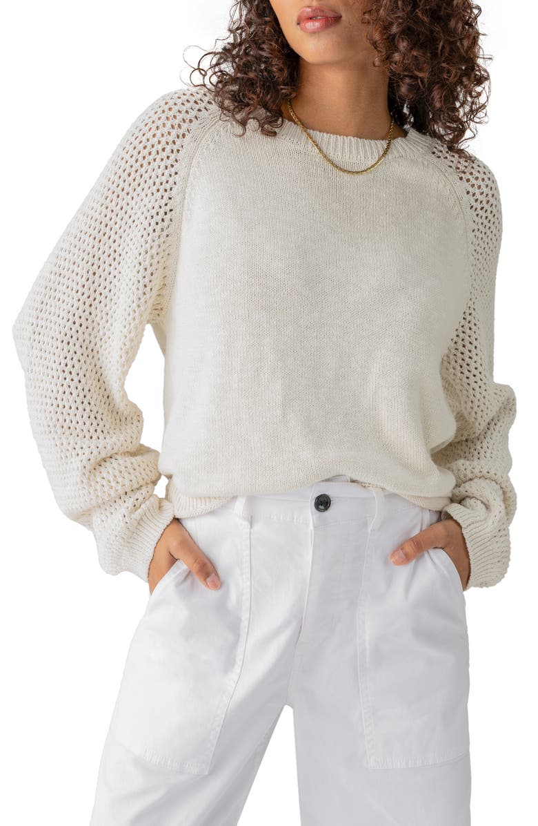 Sanctuary Perfect Moment Mix Stitch Cotton Crewneck Sweater, Main, color, 