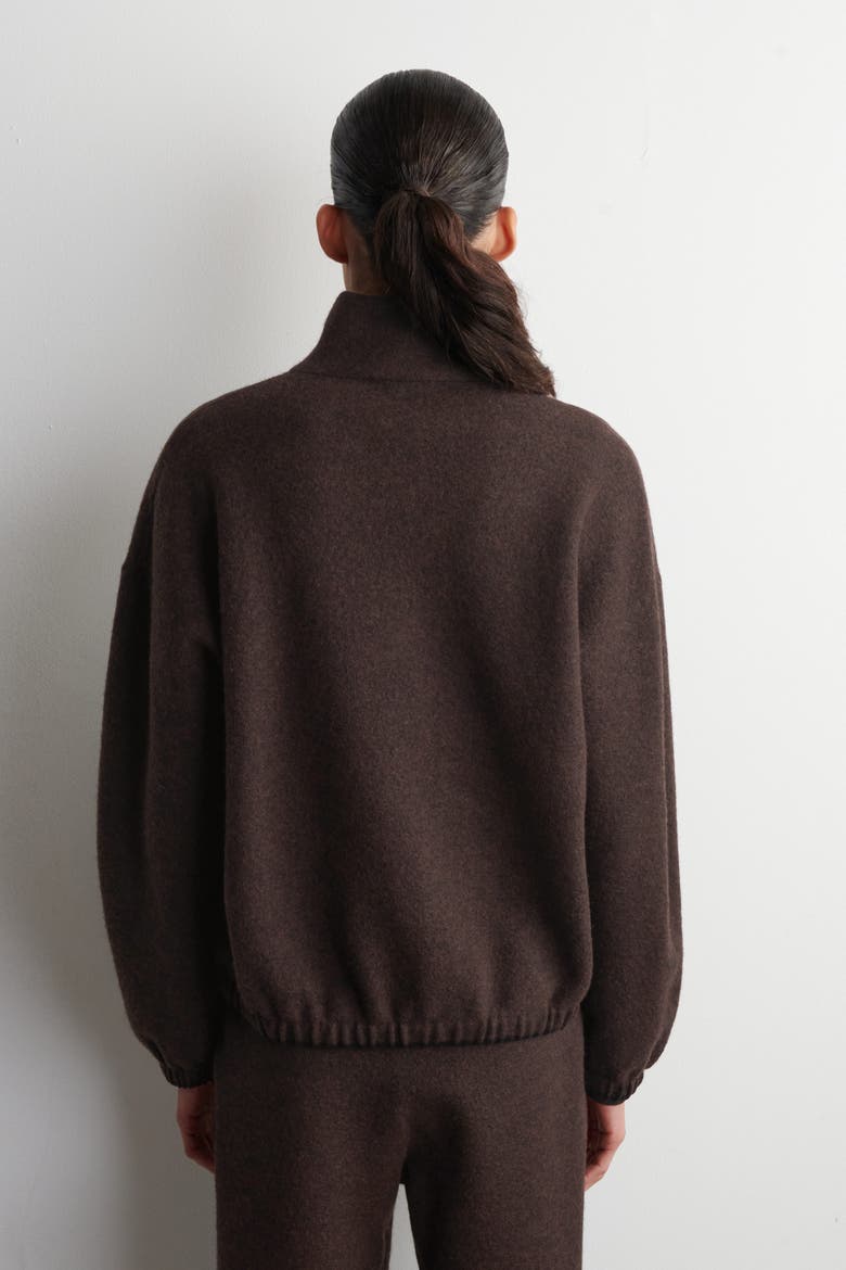 Boiled Merino Wool Zip-up Jumper, Alternate, color, BROWN MÉLANGE