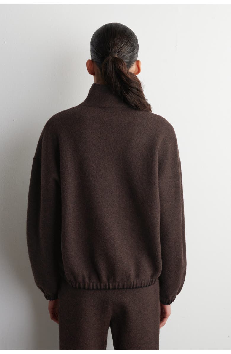 COS Boiled Merino Wool Zip-up Jumper, Alternate, color, Brown Mélange
