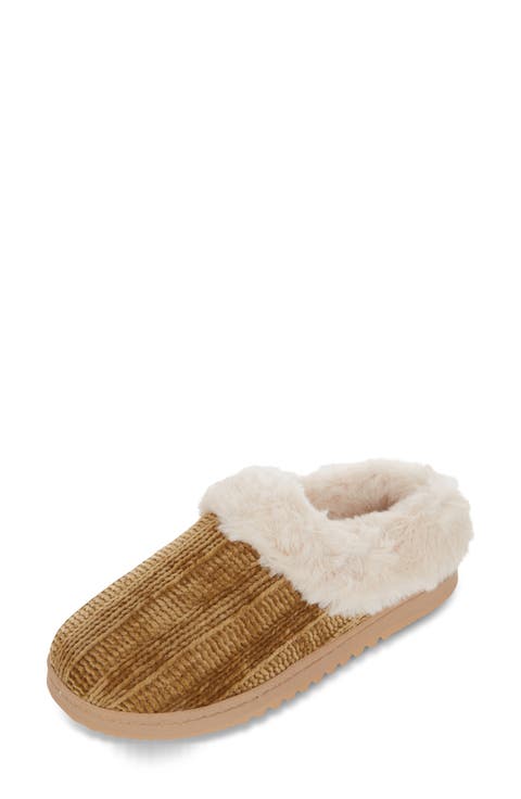 Chenille Faux Shearling Lined Slipper