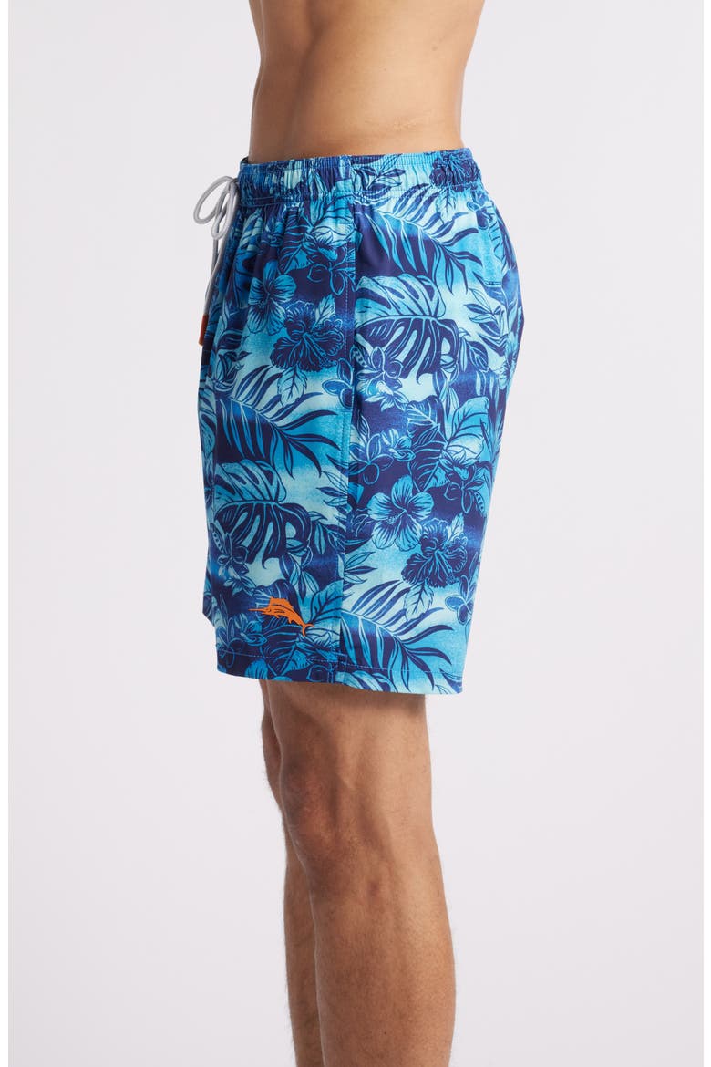 Naples Ocean Escape Floral Performance Swim Trunks, Alternate, color, ECLIPSE