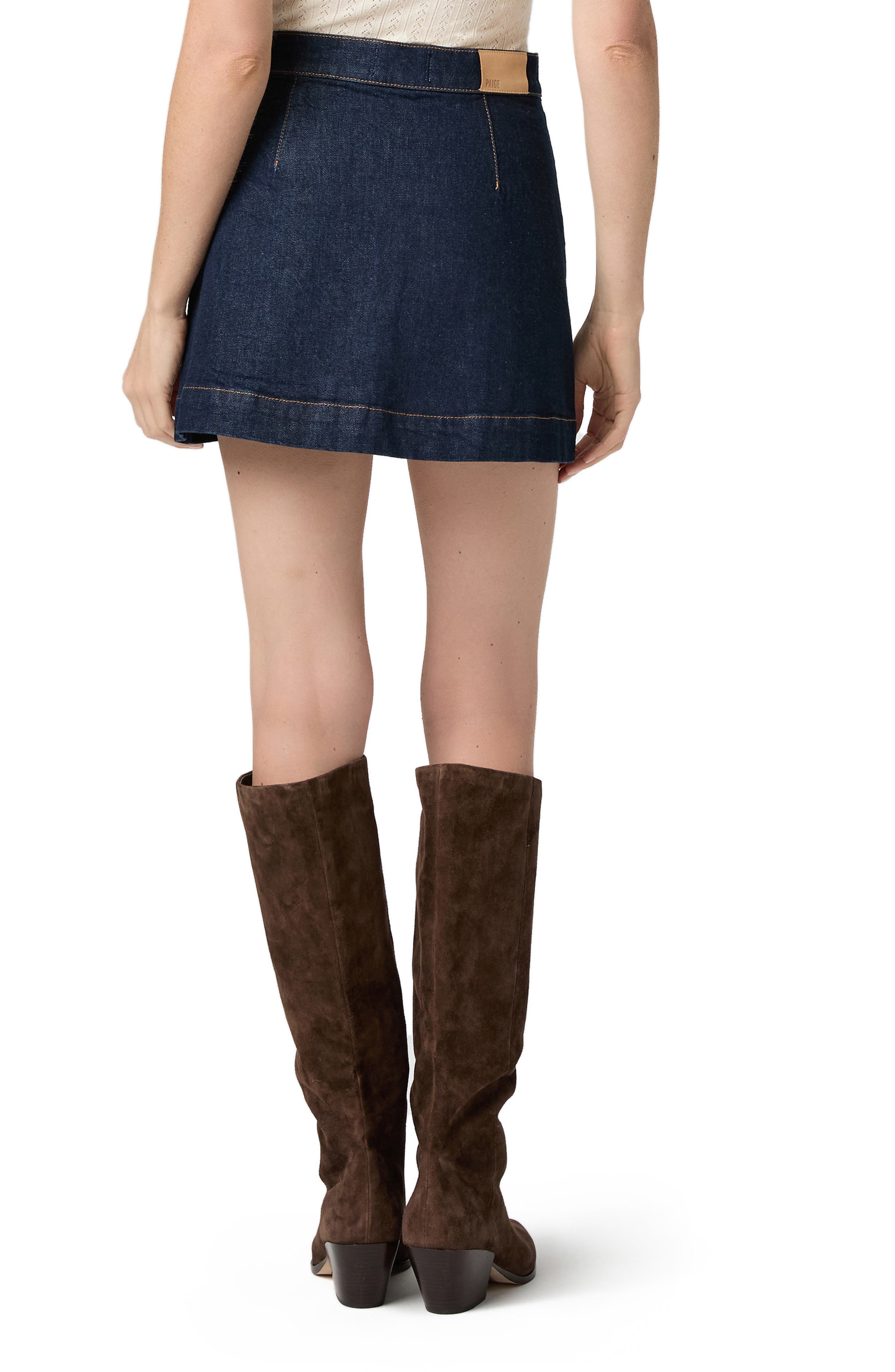 Aven Wrap Denim Miniskirt - image 2