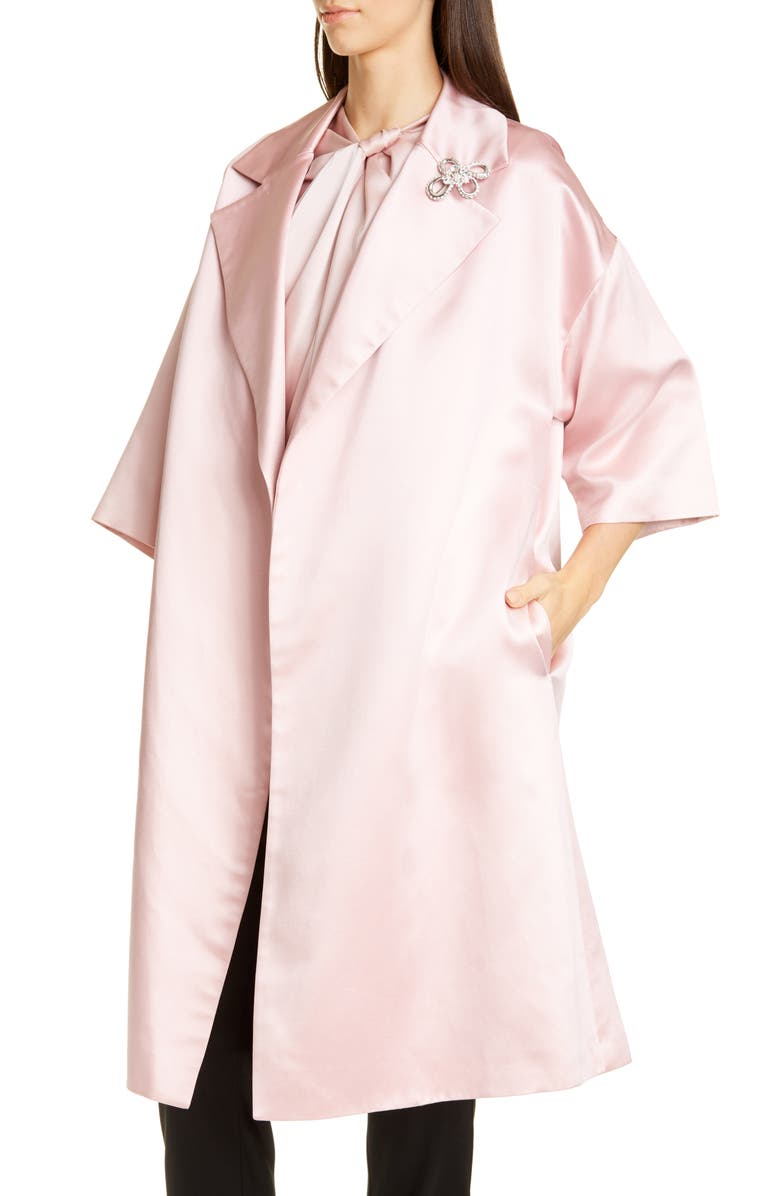 St. John Evening Bonded Duchesse Satin Opera Coat, Alternate, color, 