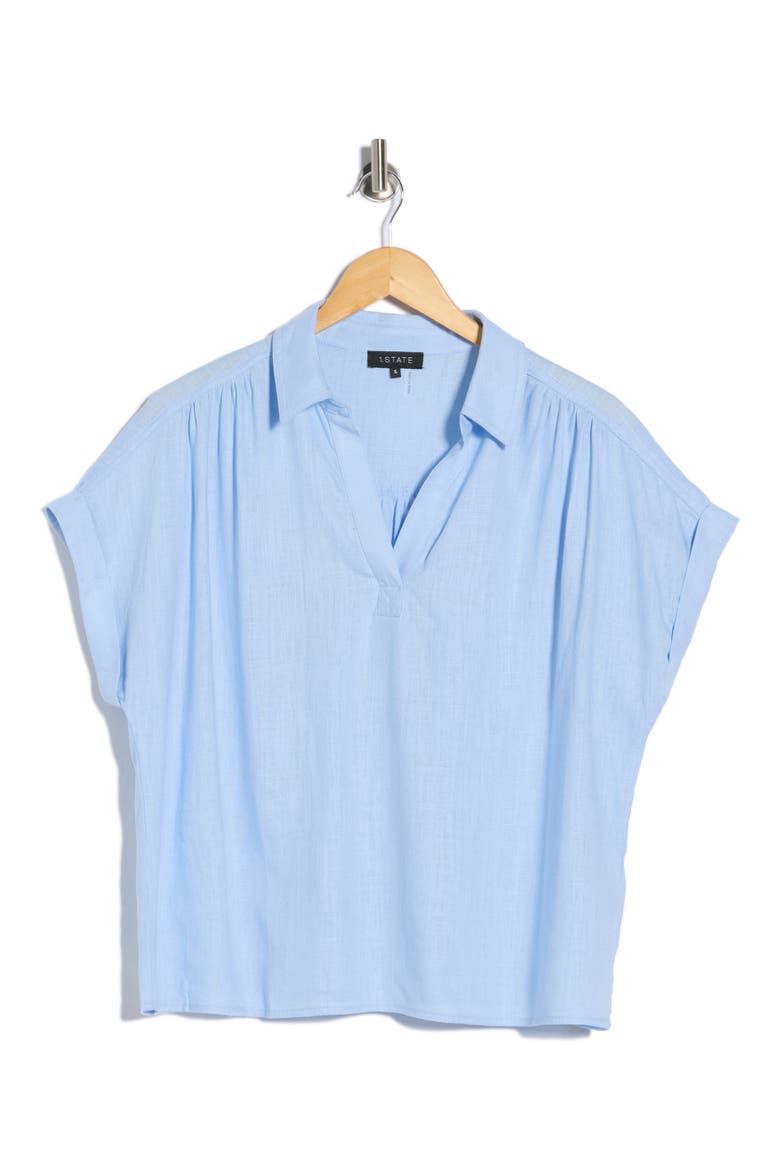 Collared Boxy Top, Alternate, color, WIND SURF
