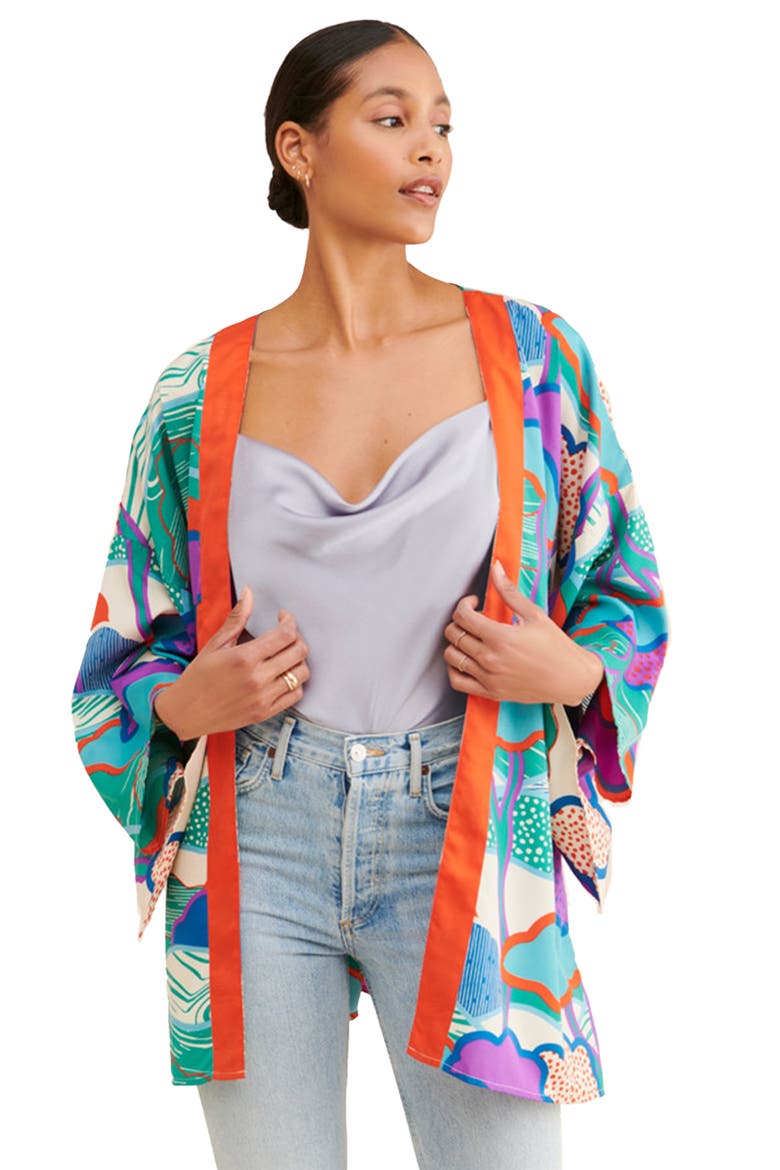Blob Pattern Ruana, Alternate, color, ASSORTED COLOR