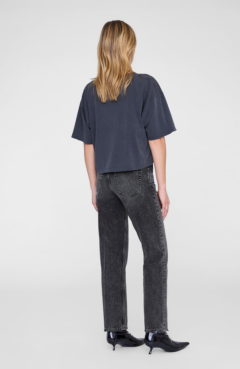 ANINE BING Johnny Cropped Tee, Alternate, color, Washed Black