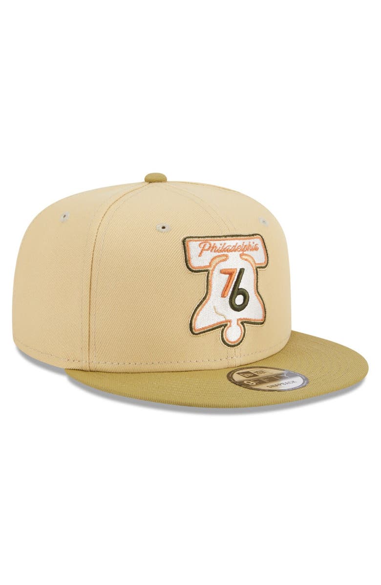 New Era Men's New Era Khaki/Tan Philadelphia 76ers Green Collection Repreve 9FIFTY Snapback Hat, Alternate, color, Khaki