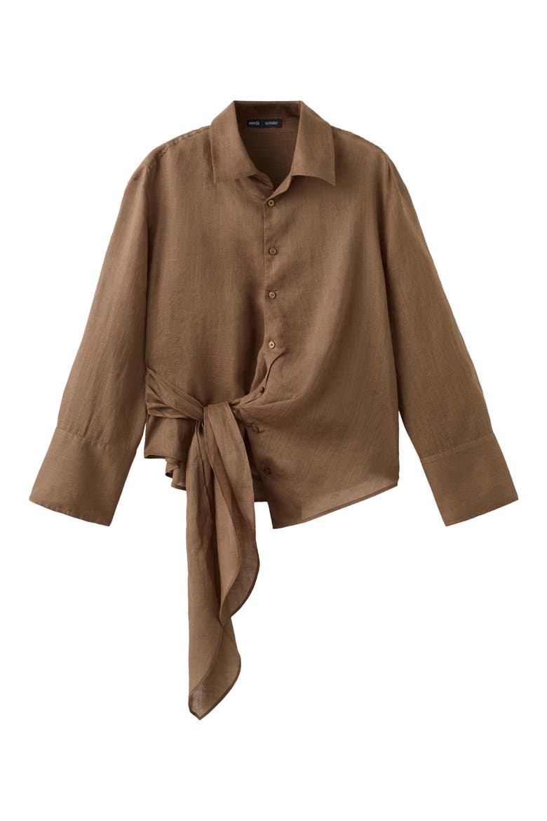 Ramie Tie Front Sleeveless Top, Main, color, BROWN