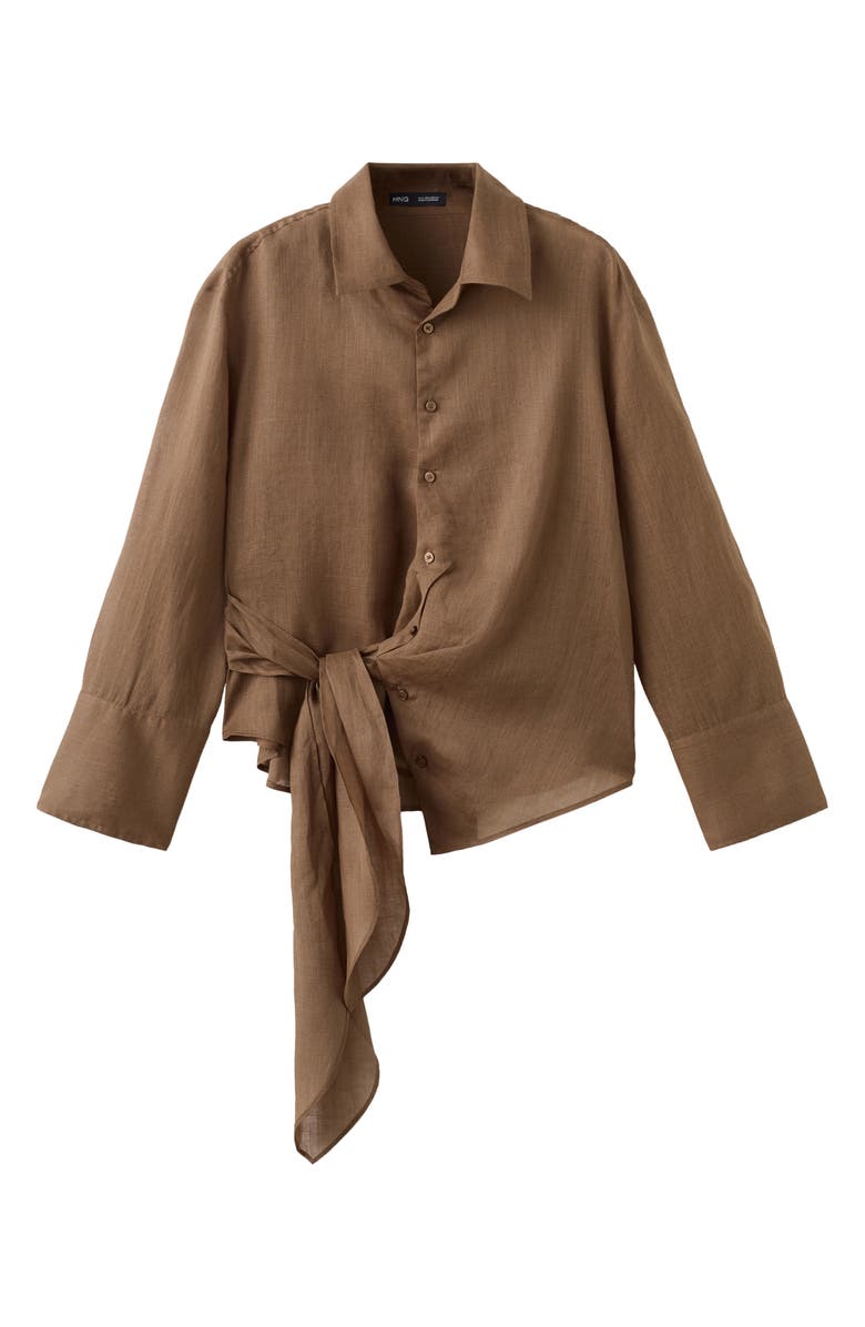 MANGO Ramie Tie Front Sleeveless Top, Main, color, 