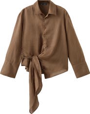 MANGO Ramie Tie Front Sleeveless Top