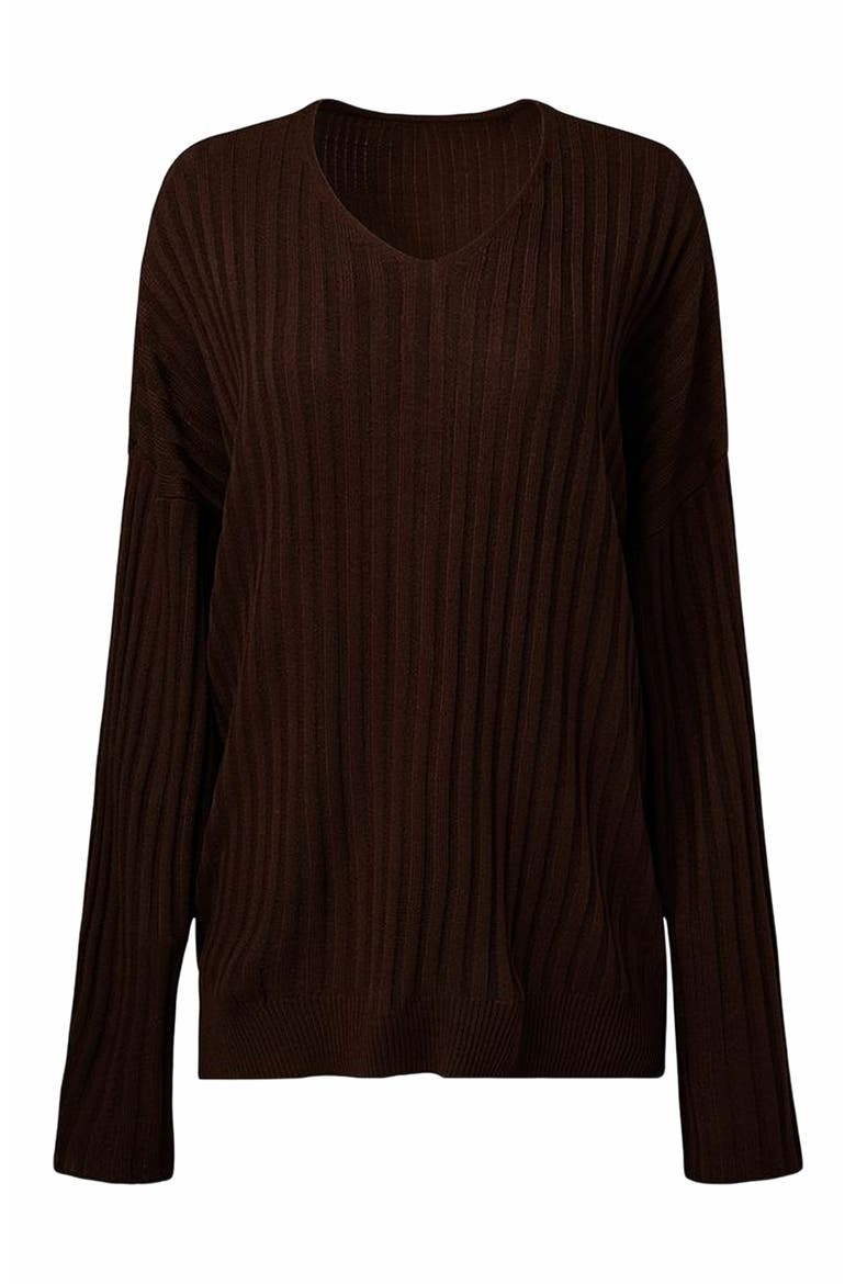 Oversized V Neck Sweater, Main, color, BROWN