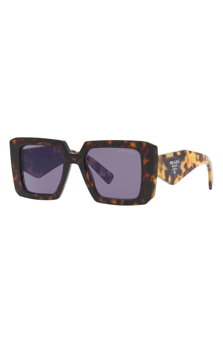 Prada 51mm Tortoise Square Sunglasses, Alternate, color, Tortoise