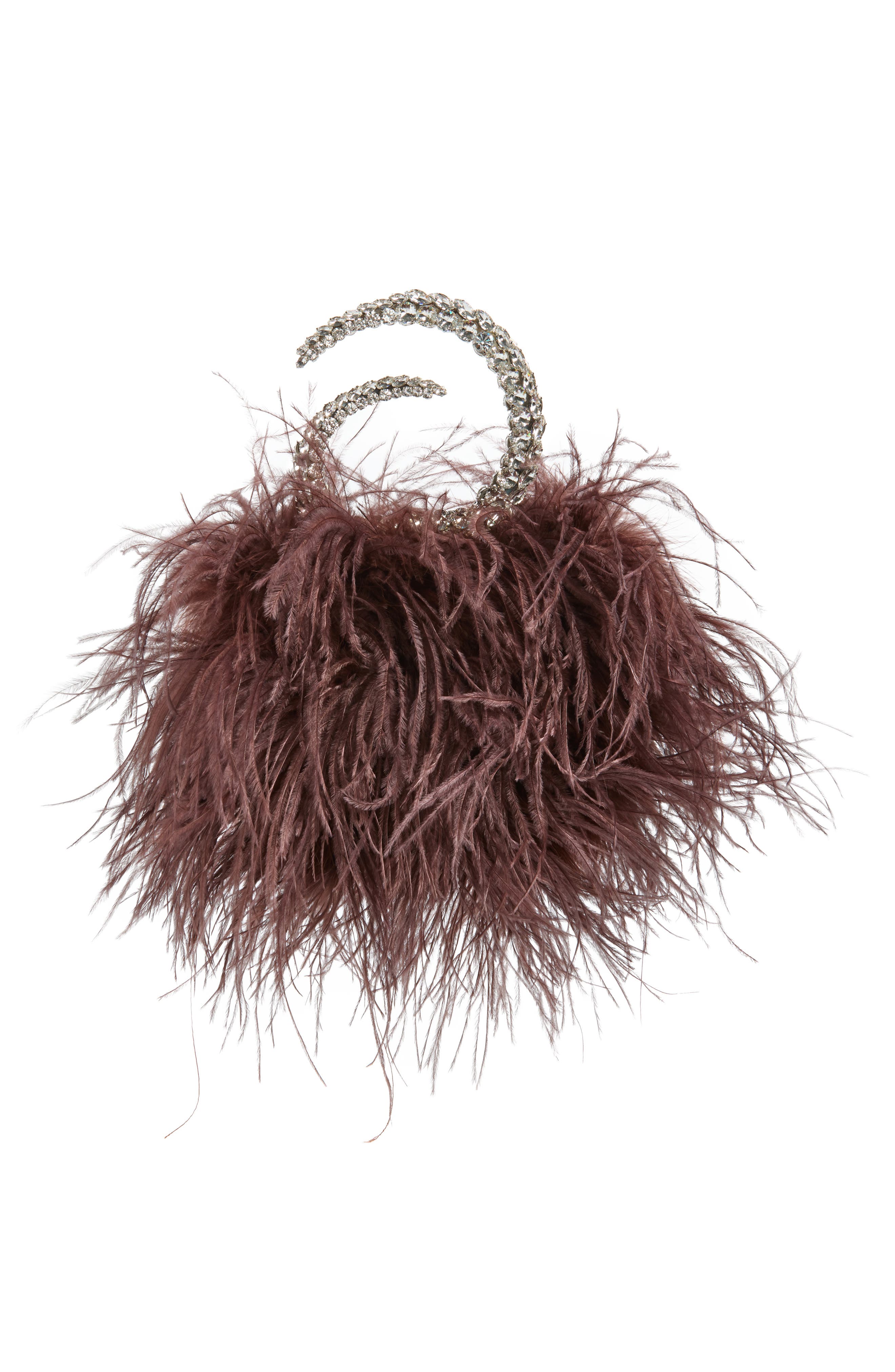 Karma Feather Crystal Top Handle Bag, Alternate, color, BROWN
