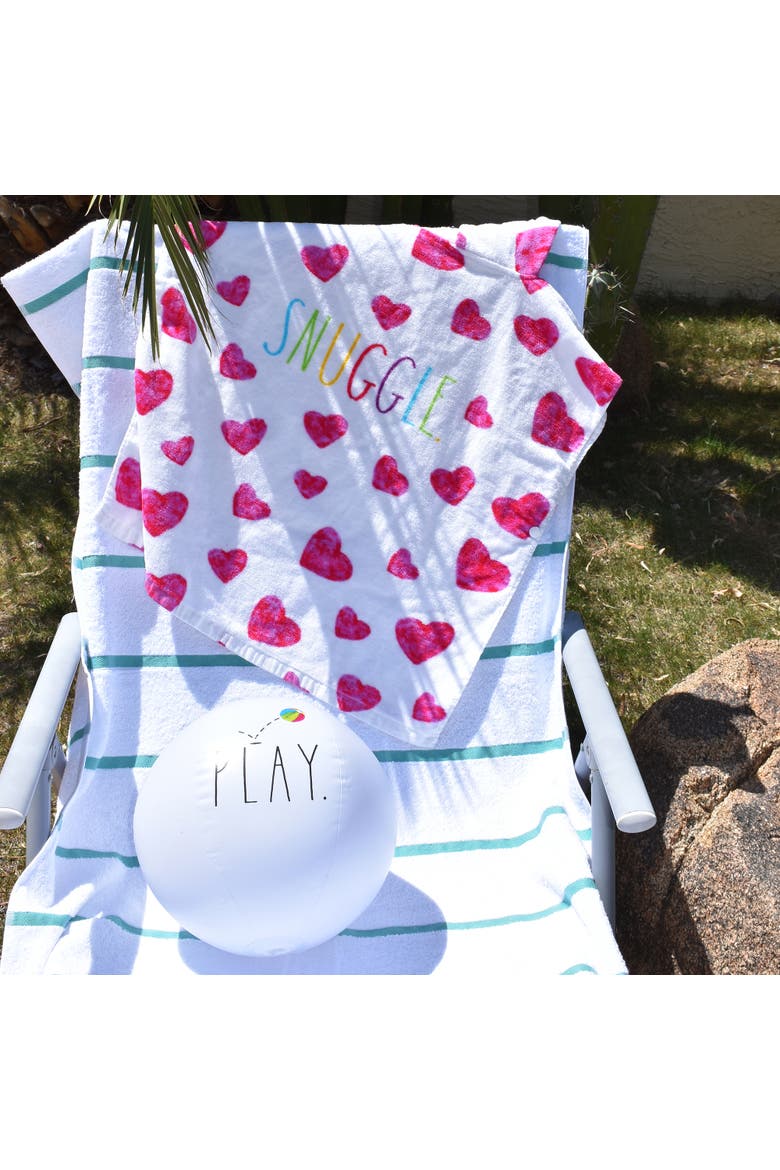 Snuggle Kids Hooded Towel and 12 Inch Beach Ball Hearts, Alternate, color, Multicolored