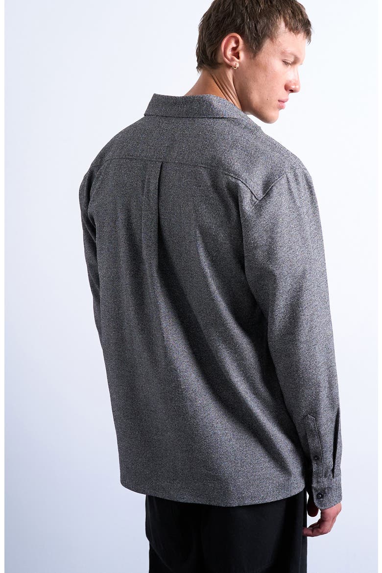Relaxed Fit Textured Button-Up Shirt, Alternate, color, GREY