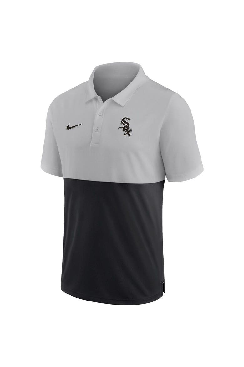 Men's Nike Silver/Black Chicago White Sox Team Baseline Striped Performance Polo, Alternate, color, Silver