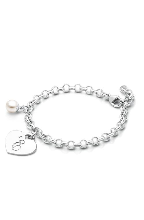 Tiny Blessings Sterling Silver Classic Charm Bracelet & Engraved Initial 6.25" Bracelet In Metallic